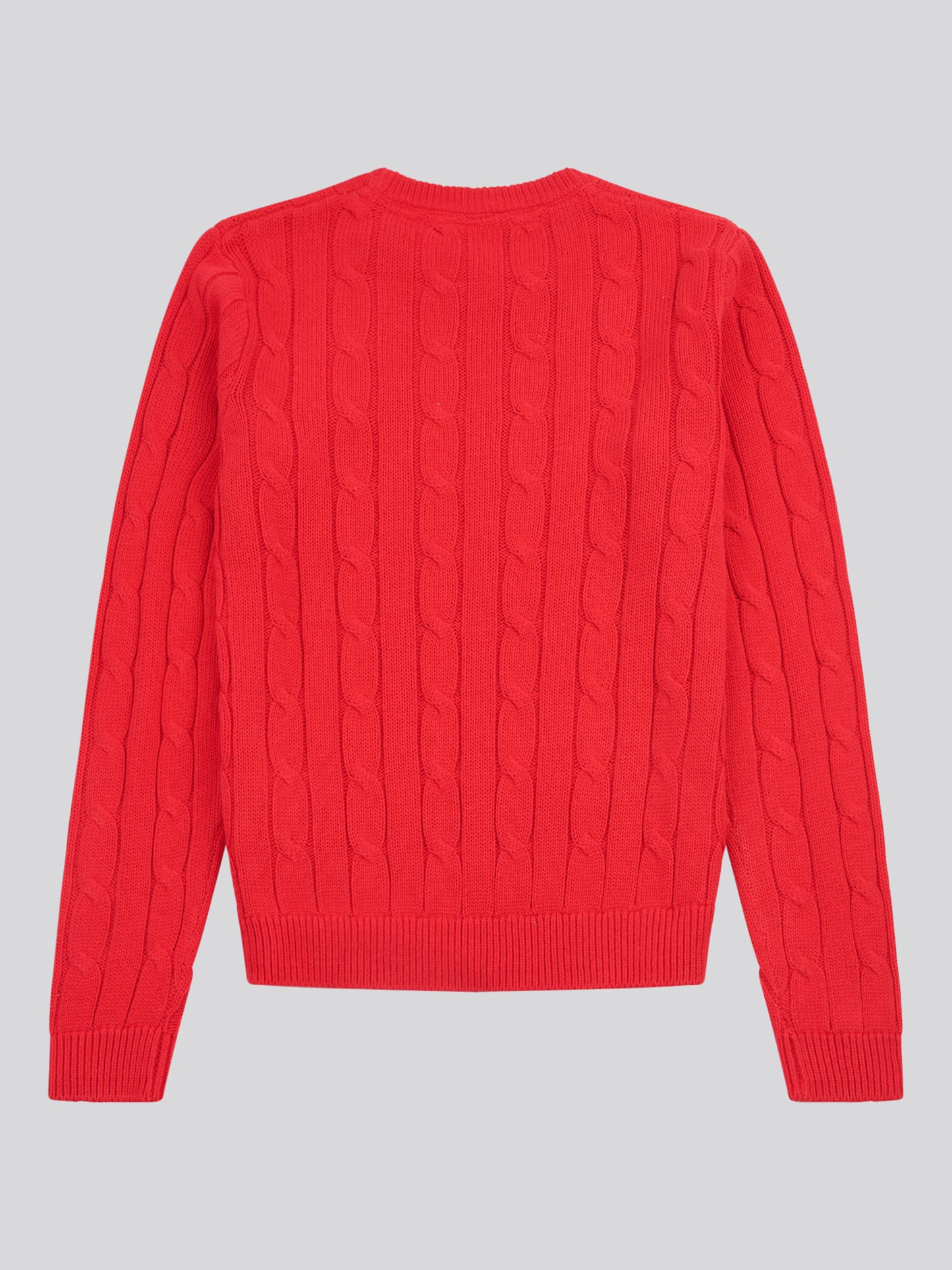 Womens Crew Neck Cable Jumper in Jalapeno Red