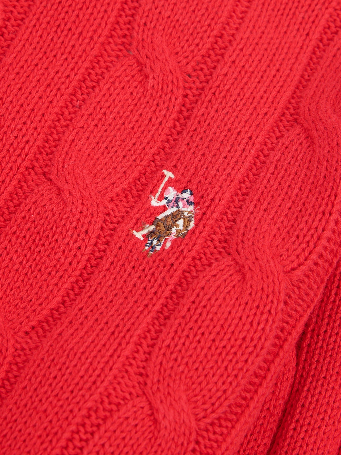 Womens Crew Neck Cable Jumper in Jalapeno Red