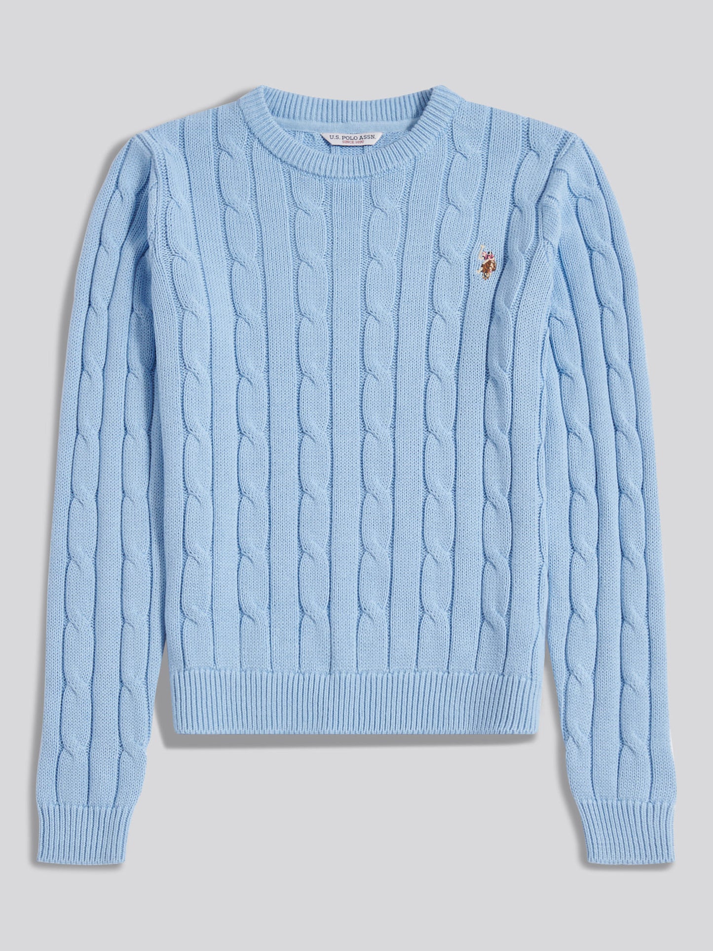 Womens Crew Neck Cable Jumper in Open Air