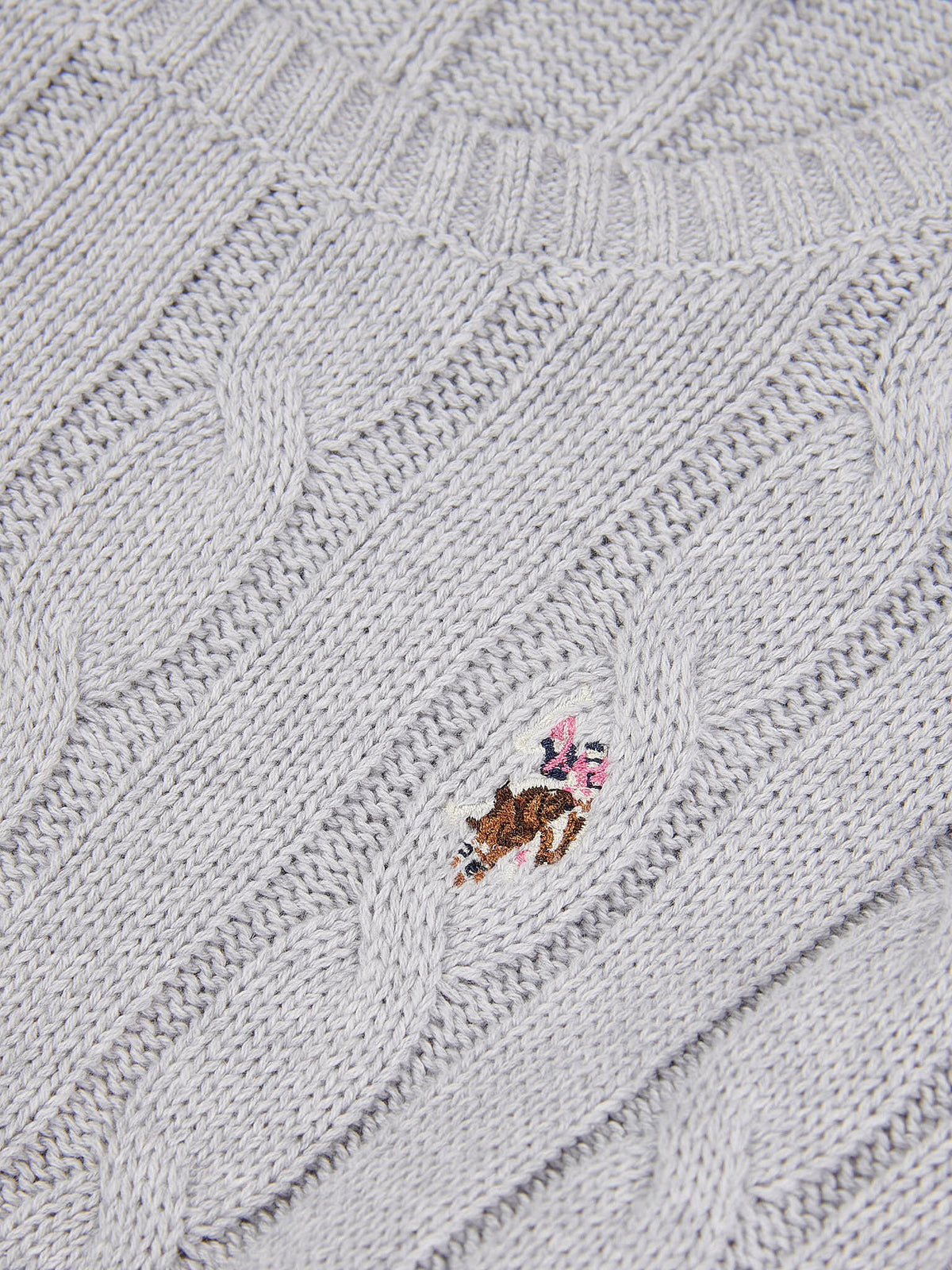 Womens Crew Neck Cable Jumper Pearl Grey Marl