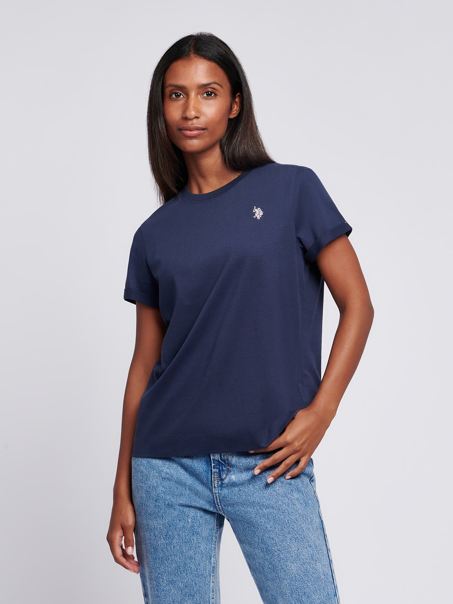 Womens Crew Neck T-Shirt in Navy Iris