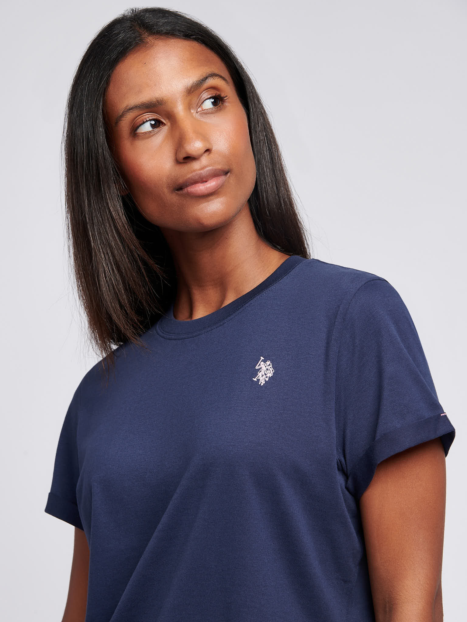 Womens Crew Neck T-Shirt in Navy Iris