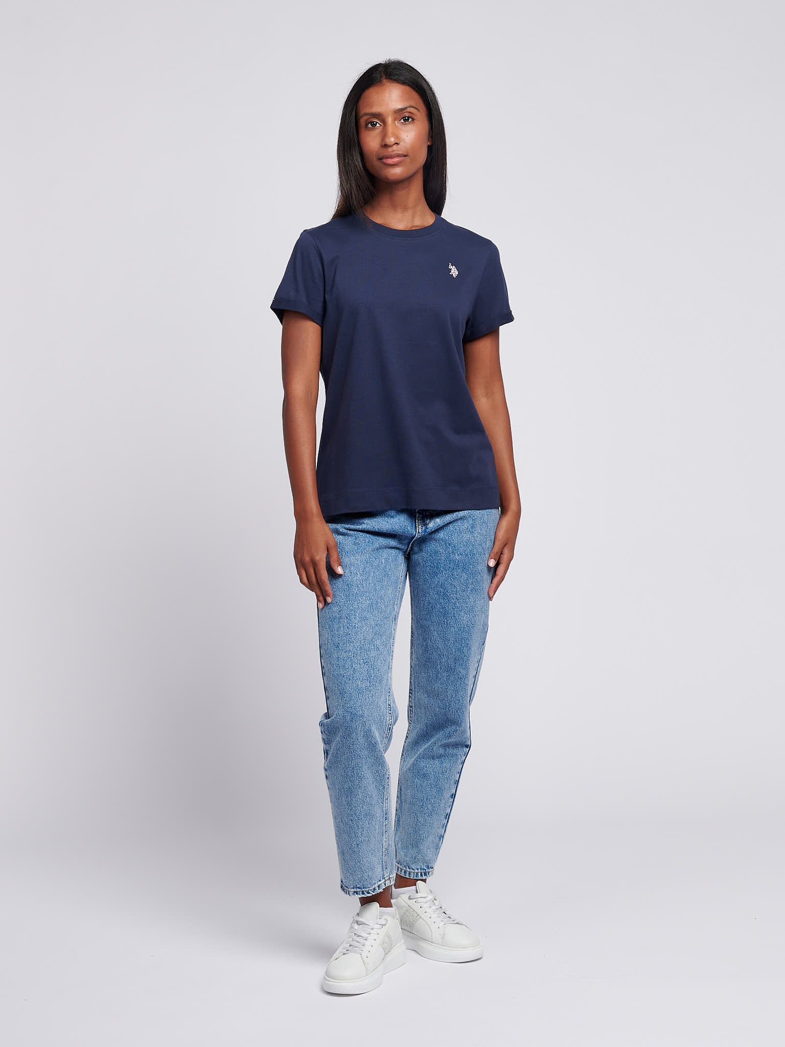 Womens Crew Neck T-Shirt in Navy Iris