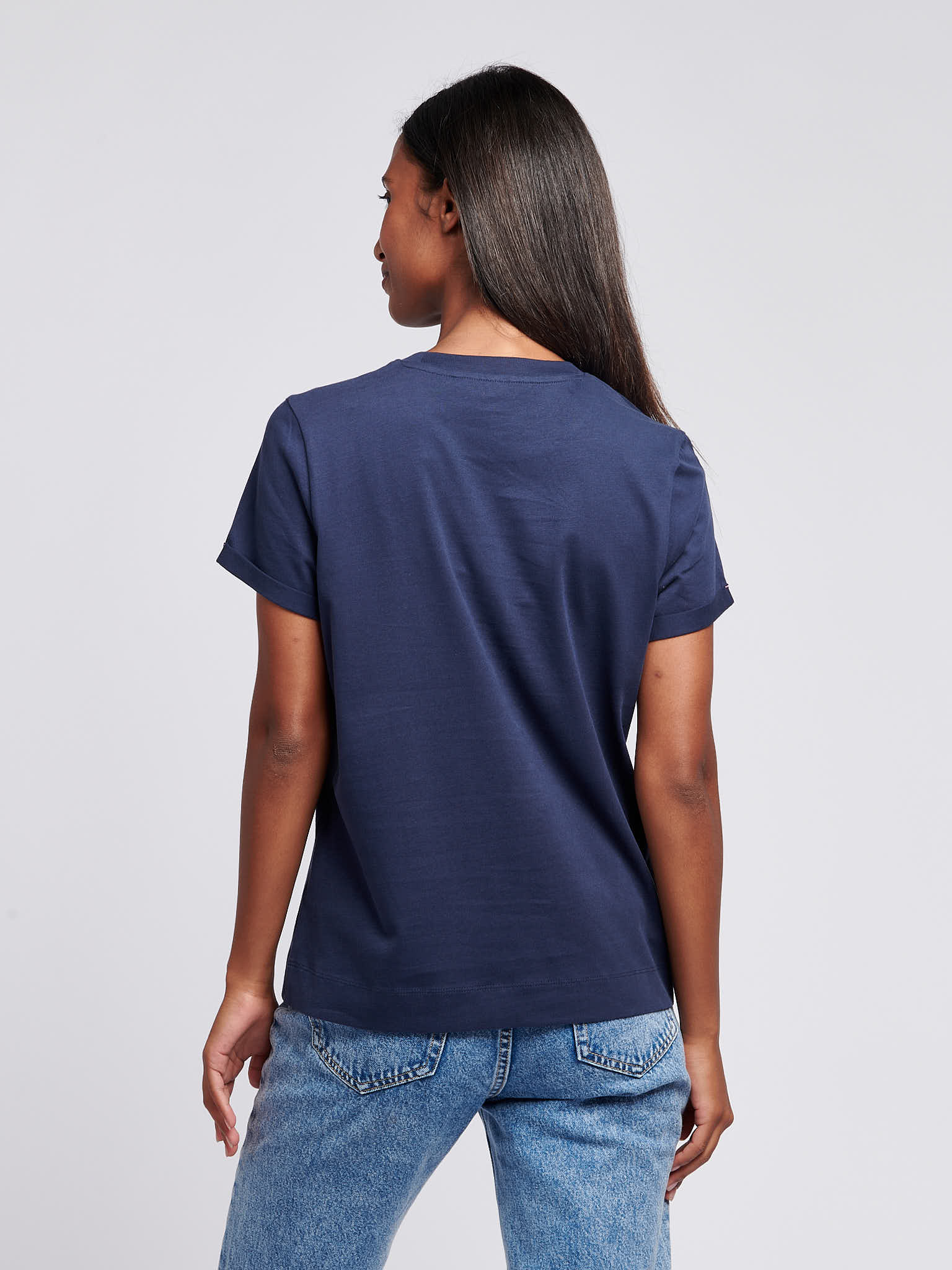 Womens Crew Neck T-Shirt in Navy Iris