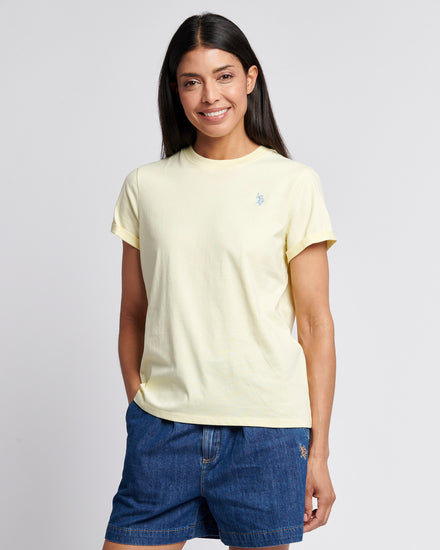 Womens Crew Neck T-Shirt in Pastel Yellow