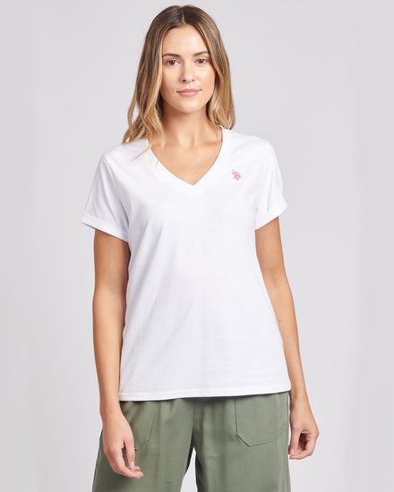 Womens V-Neck T-Shirt in Bright White