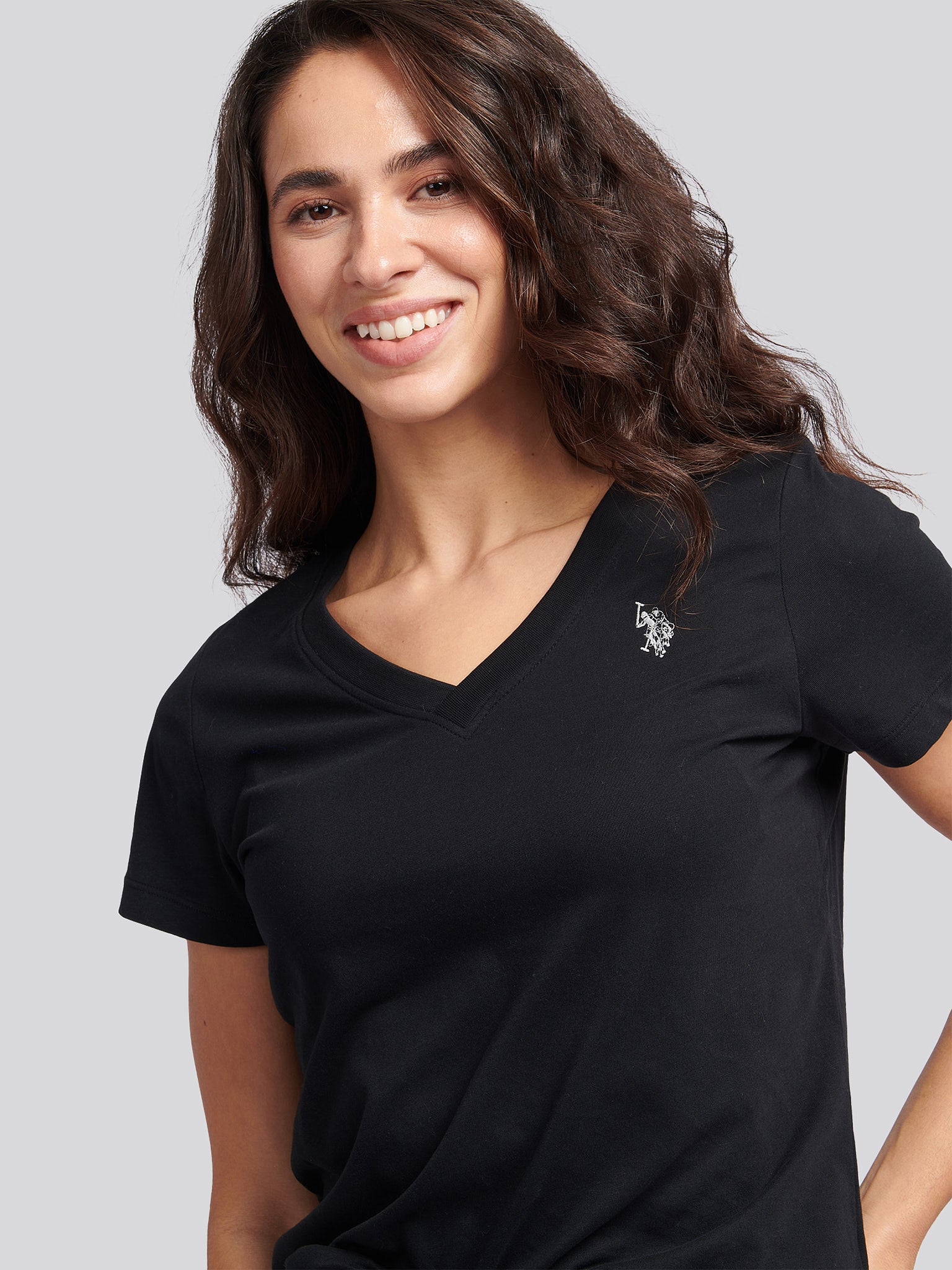 Womens V-Neck T-Shirt in Black