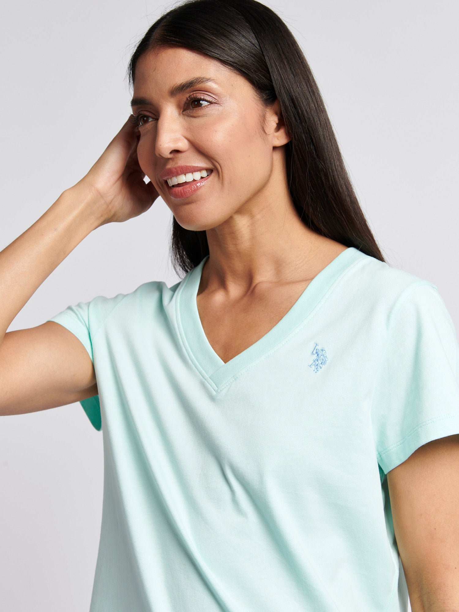 Womens V-Neck T-Shirt in Blue Light