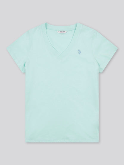 Womens V-Neck T-Shirt in Blue Light