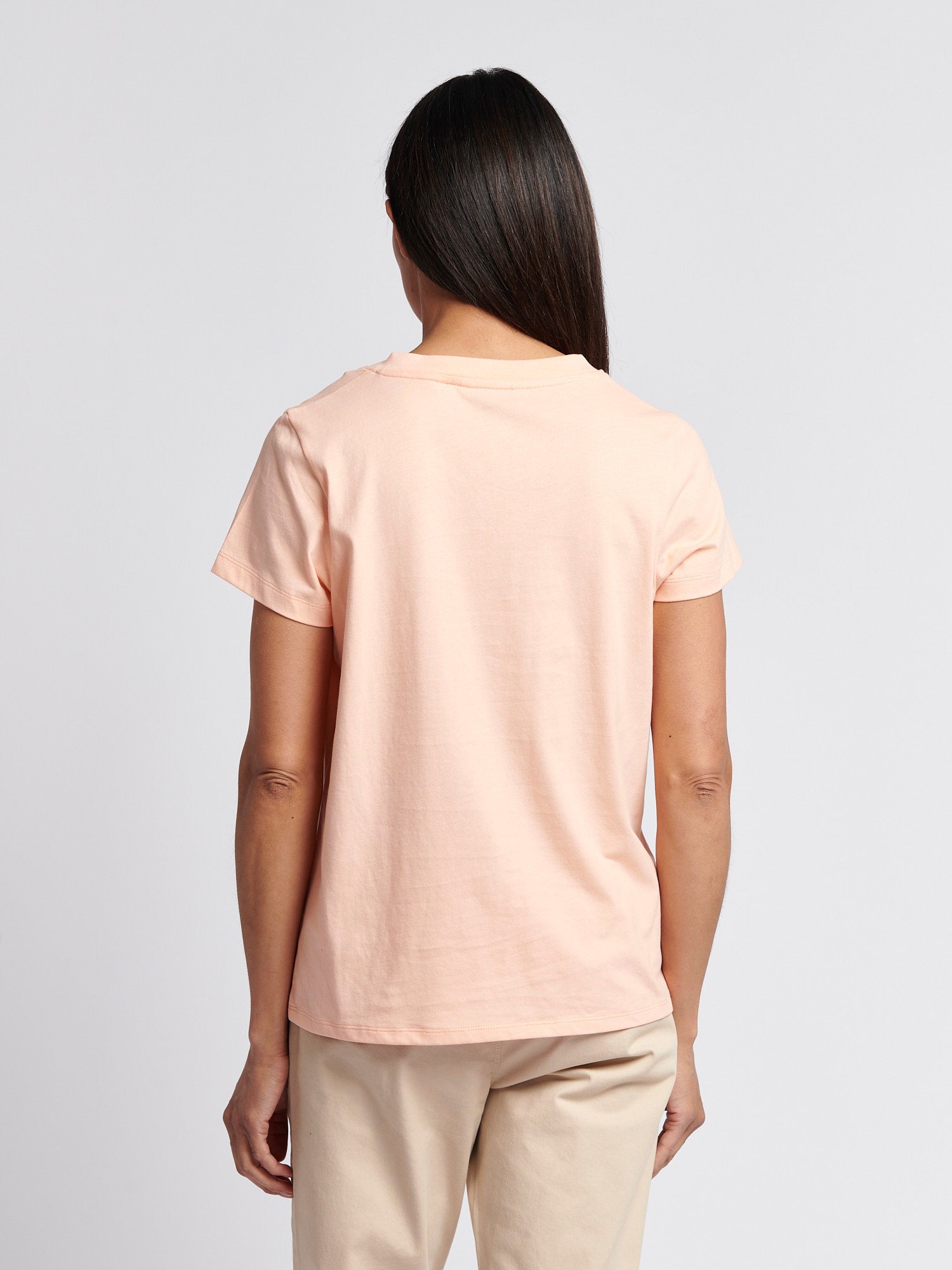 Womens V-Neck T-Shirt in Peach Nectar