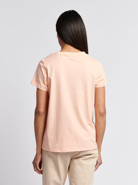 Womens V-Neck T-Shirt in Peach Nectar