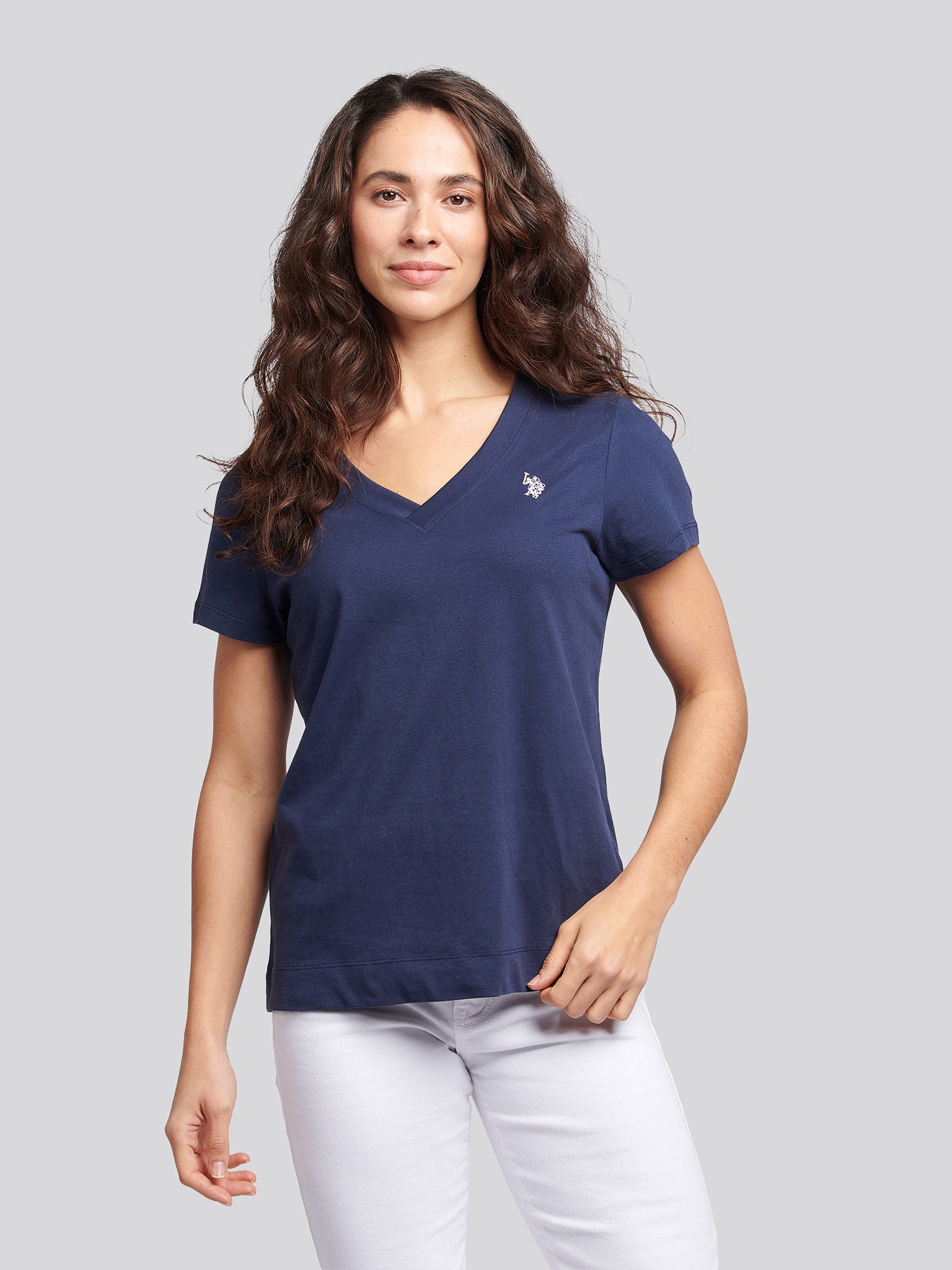 Womens V-Neck T-Shirt in Navy Iris