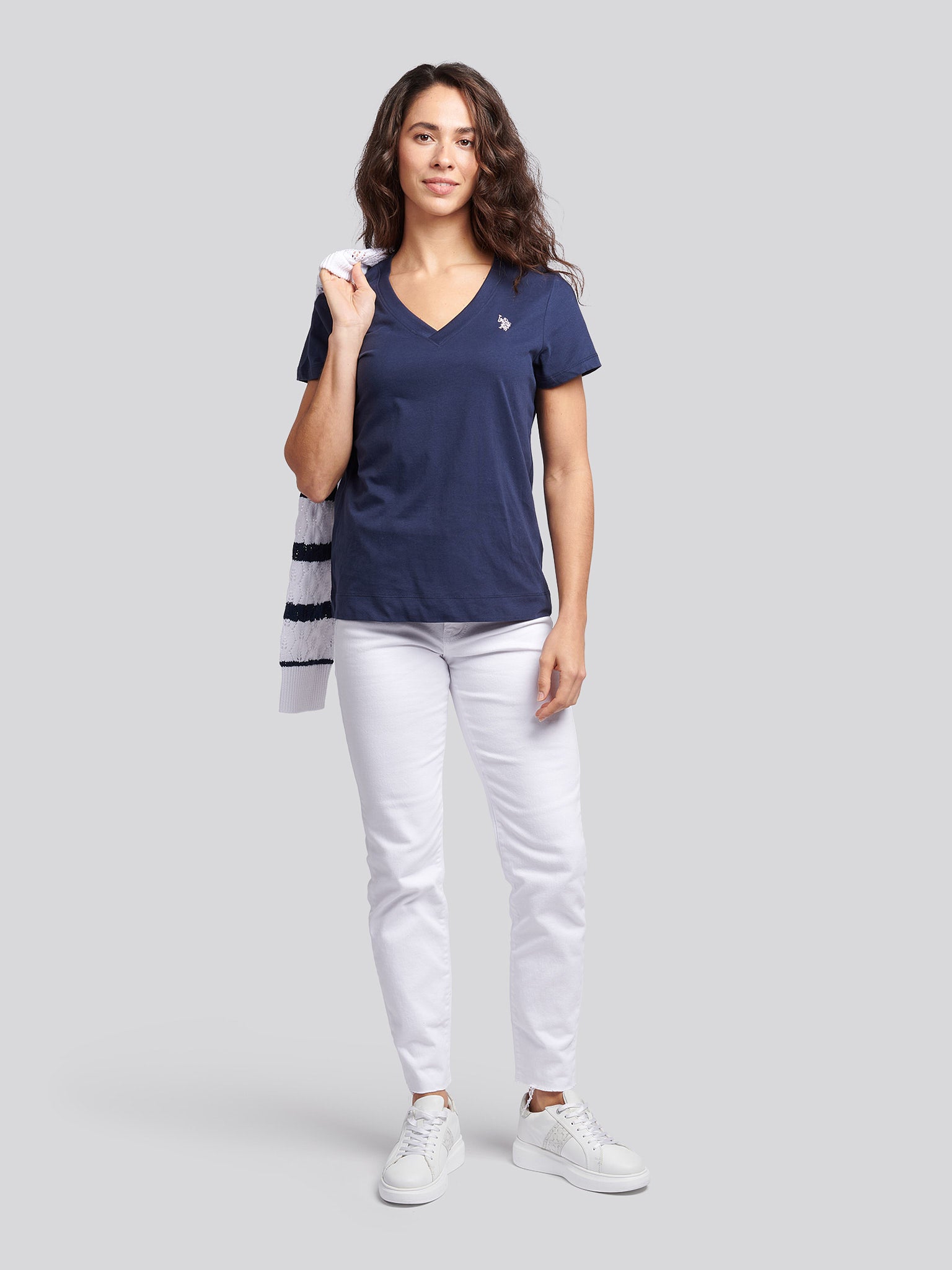 Womens V-Neck T-Shirt in Navy Iris