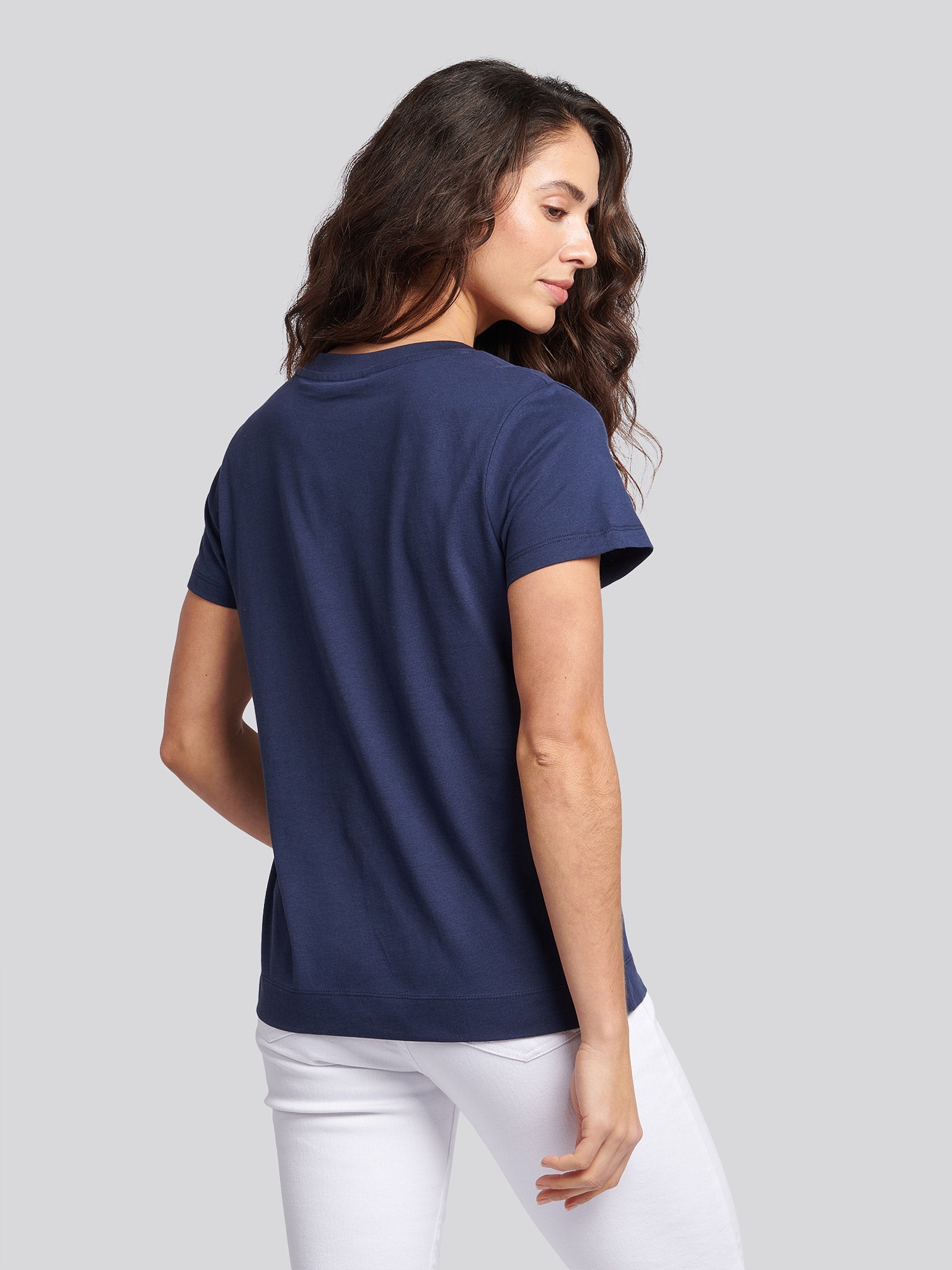 Womens V-Neck T-Shirt in Navy Iris