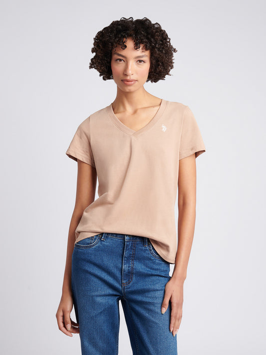 Womens V-Neck T-Shirt in Natural