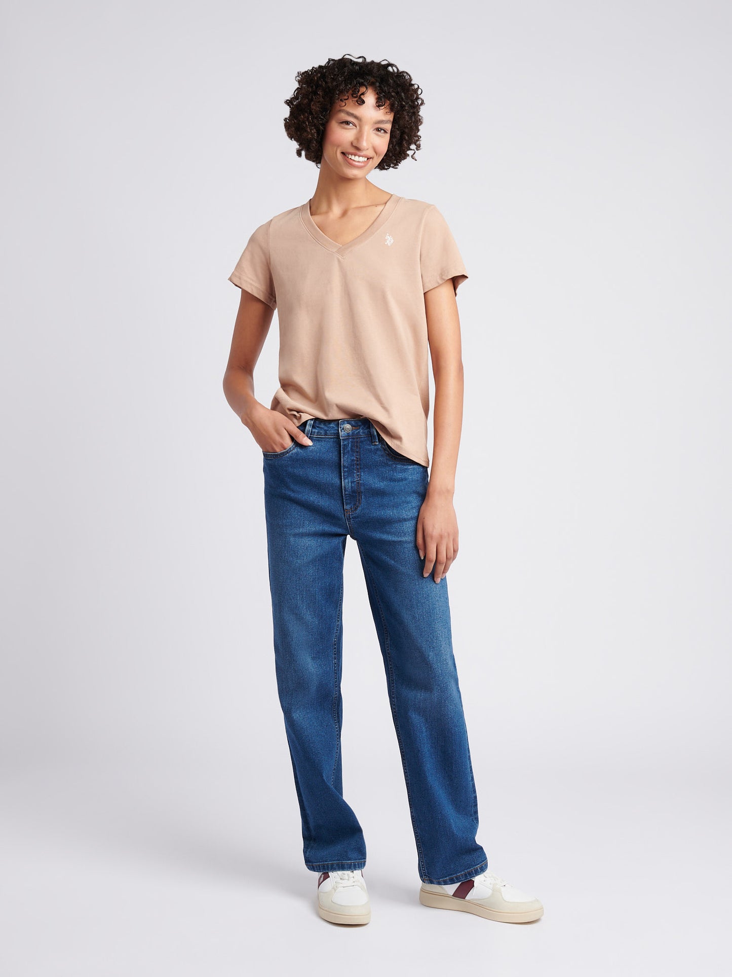 Womens V-Neck T-Shirt in Natural