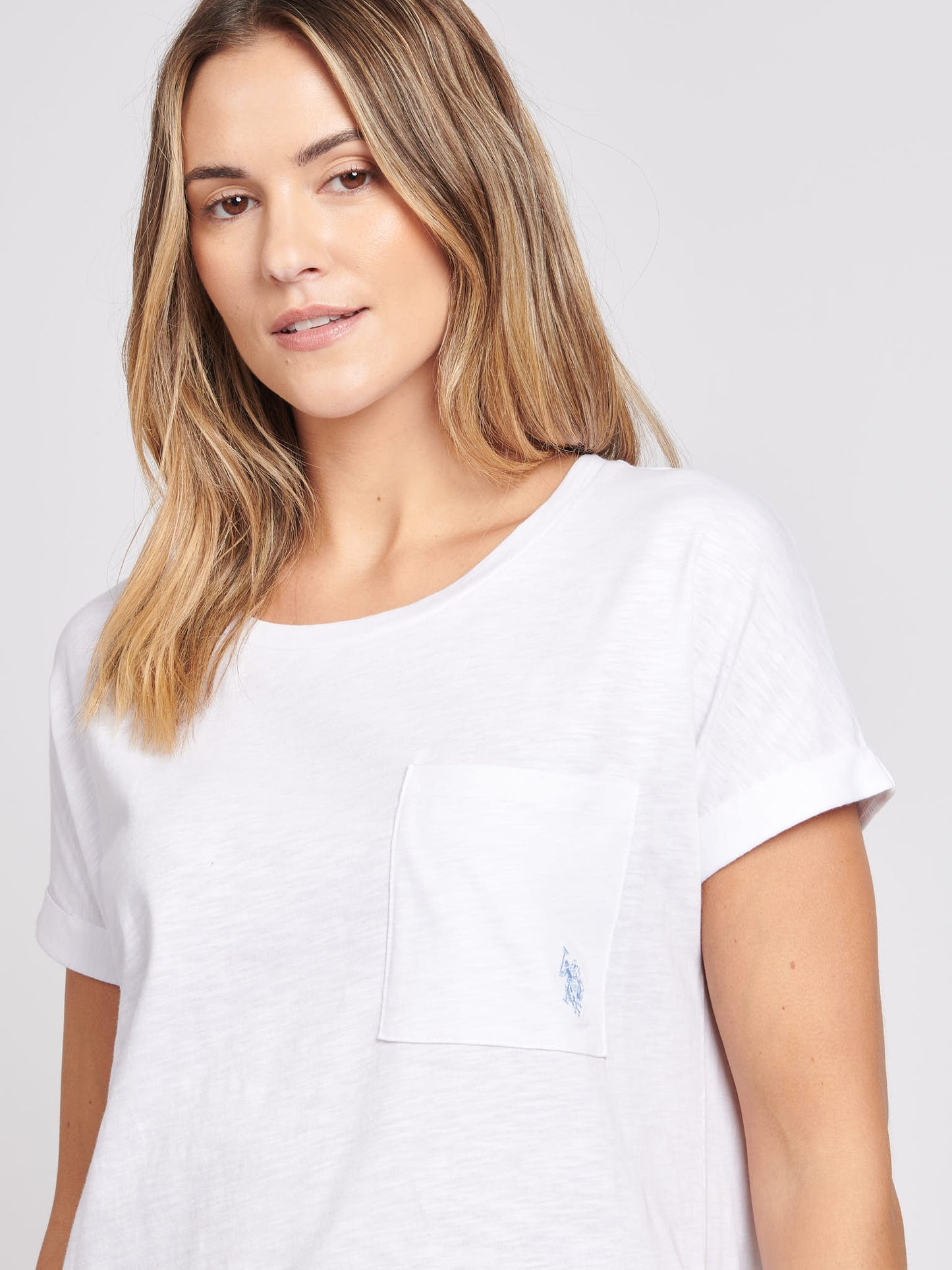 Womens Slub Wide Neck T-Shirt in Bright White