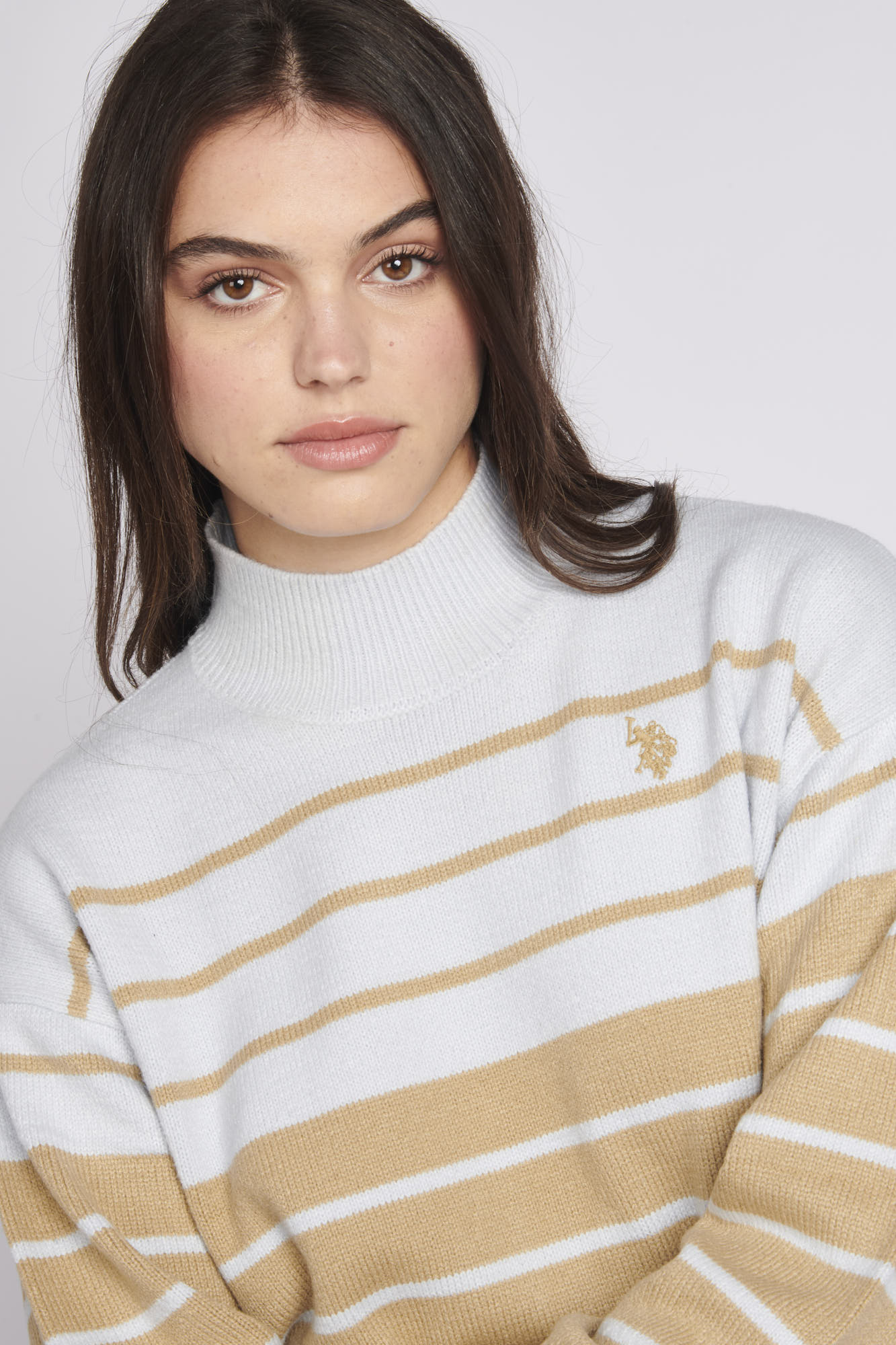 Womens Colour Block Stripe Jumper in Arctic Ice