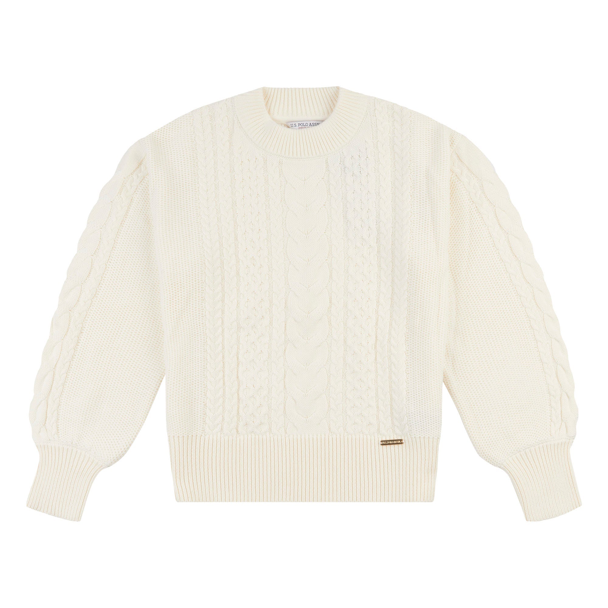 Womens Multi Cable Knit Jumper in Egret