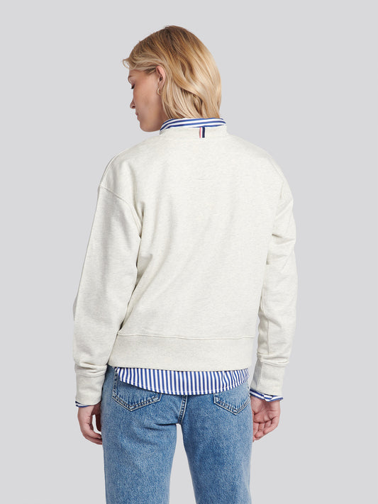 Womens Large Tonal Double Horsemen Sweatshirt in Light Grey Marl WUP