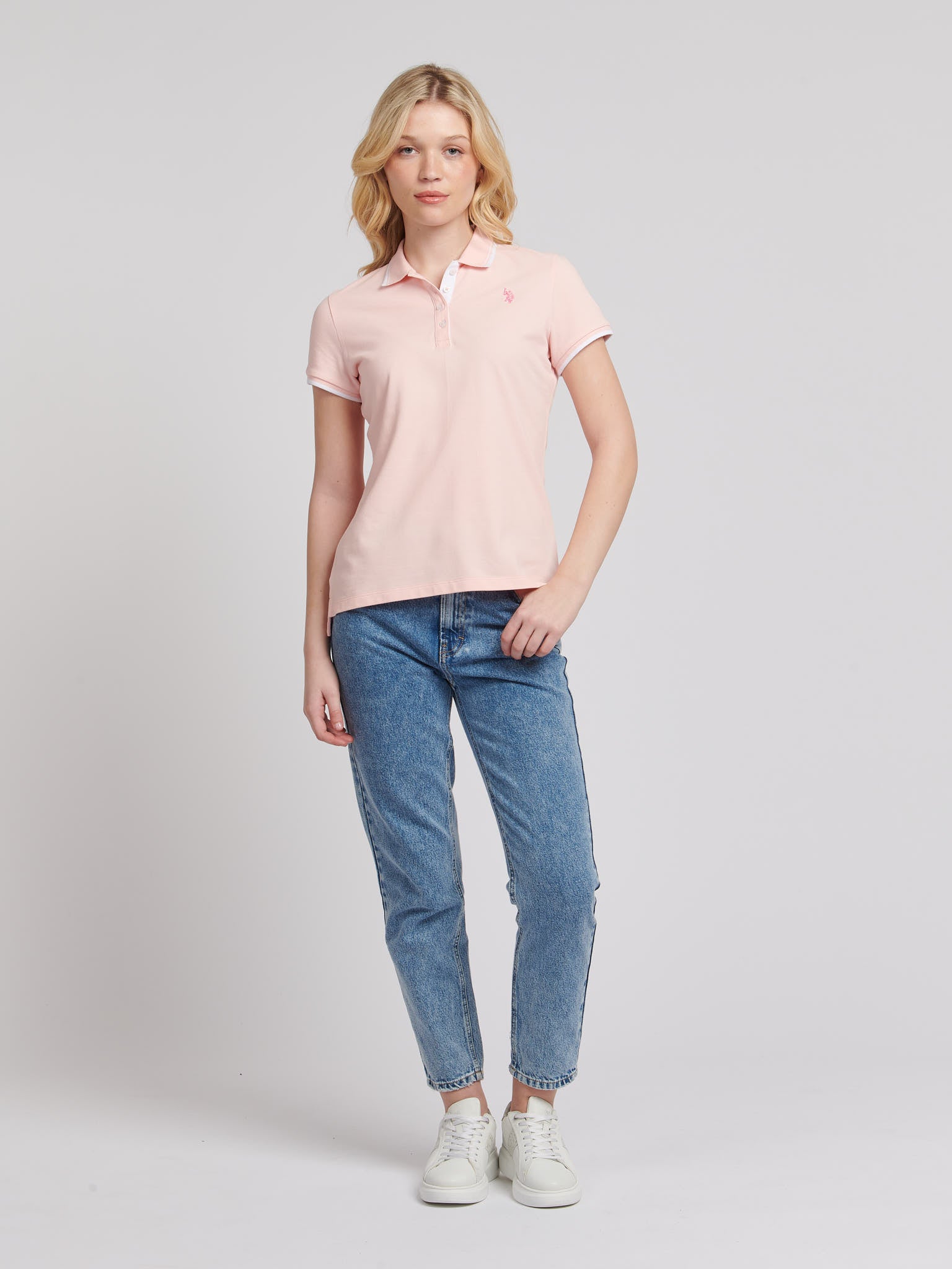 Womens Regular Fit Pique Polo Shirt in Crystal Rose