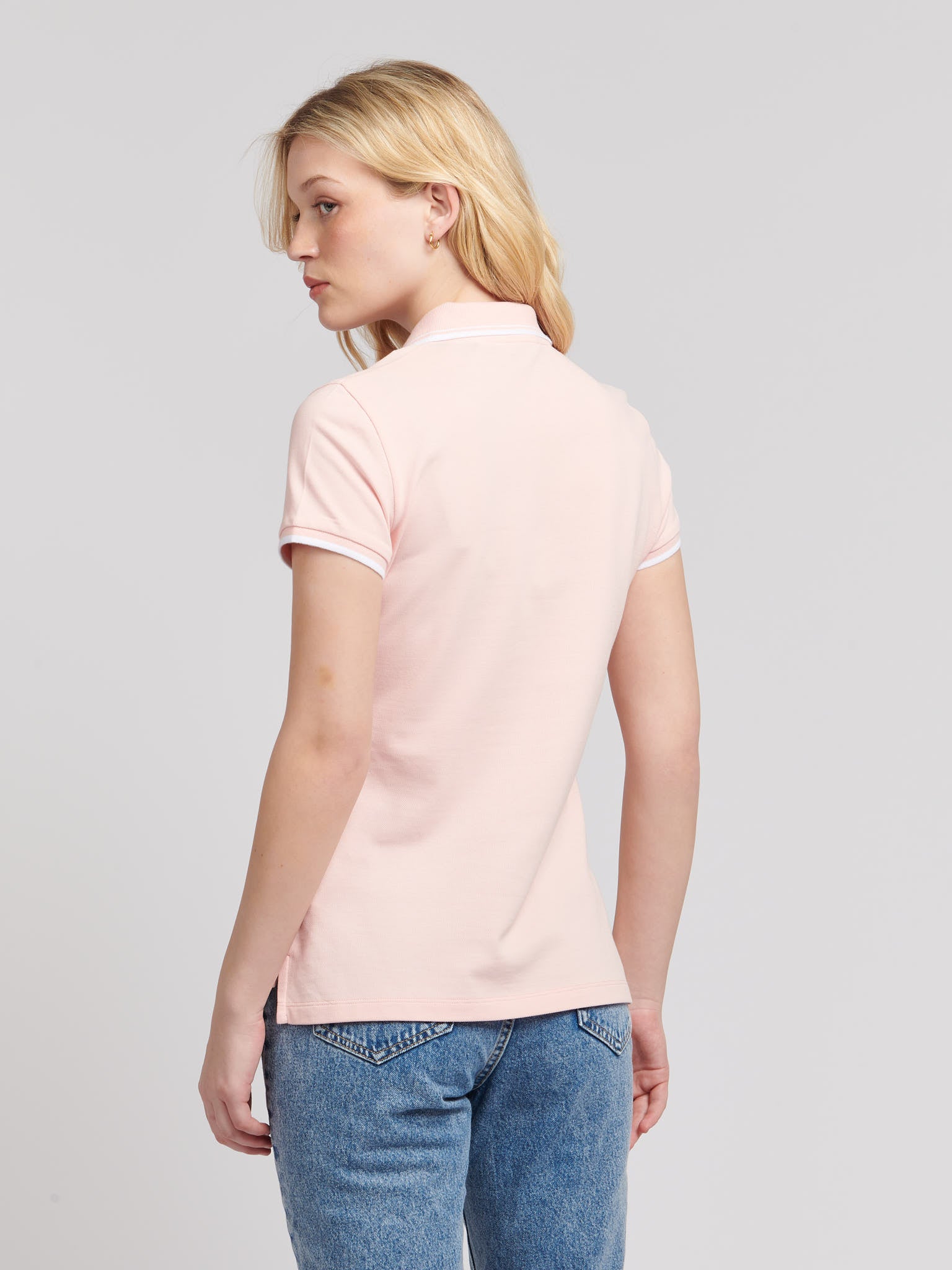 Womens Regular Fit Pique Polo Shirt in Crystal Rose