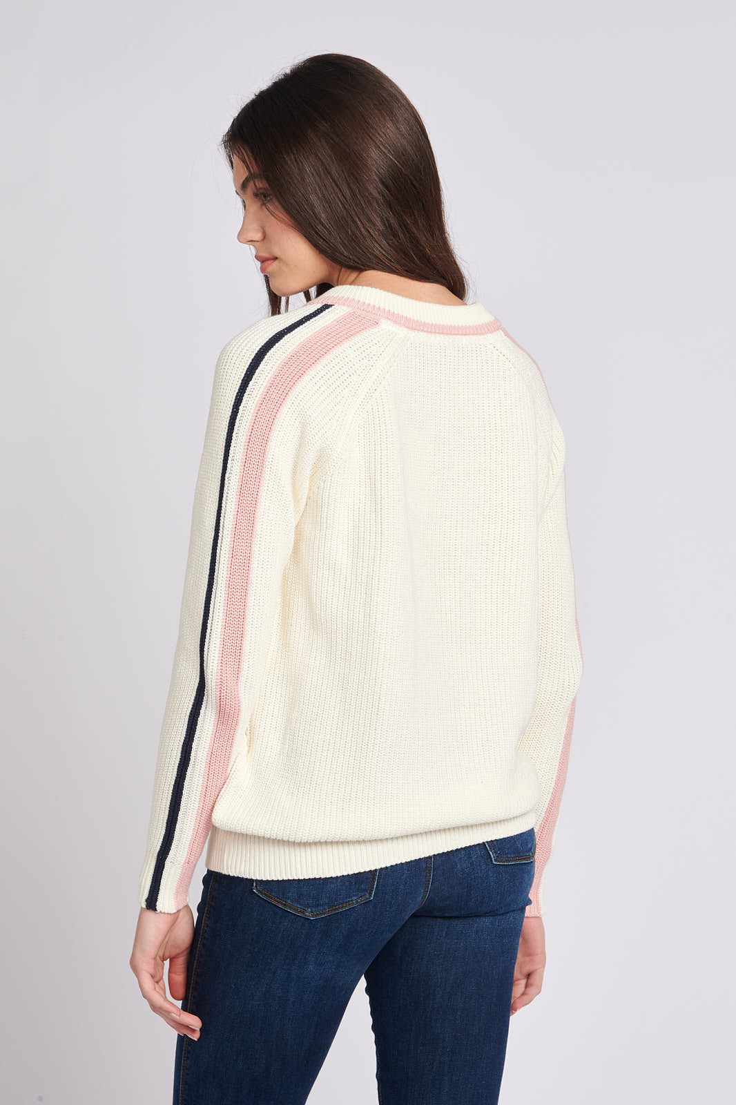 Womens Knitted Cricket Jumper in Egret