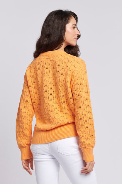 Womens Regular Fit Pointelle Knit Jumper in Mock Orange