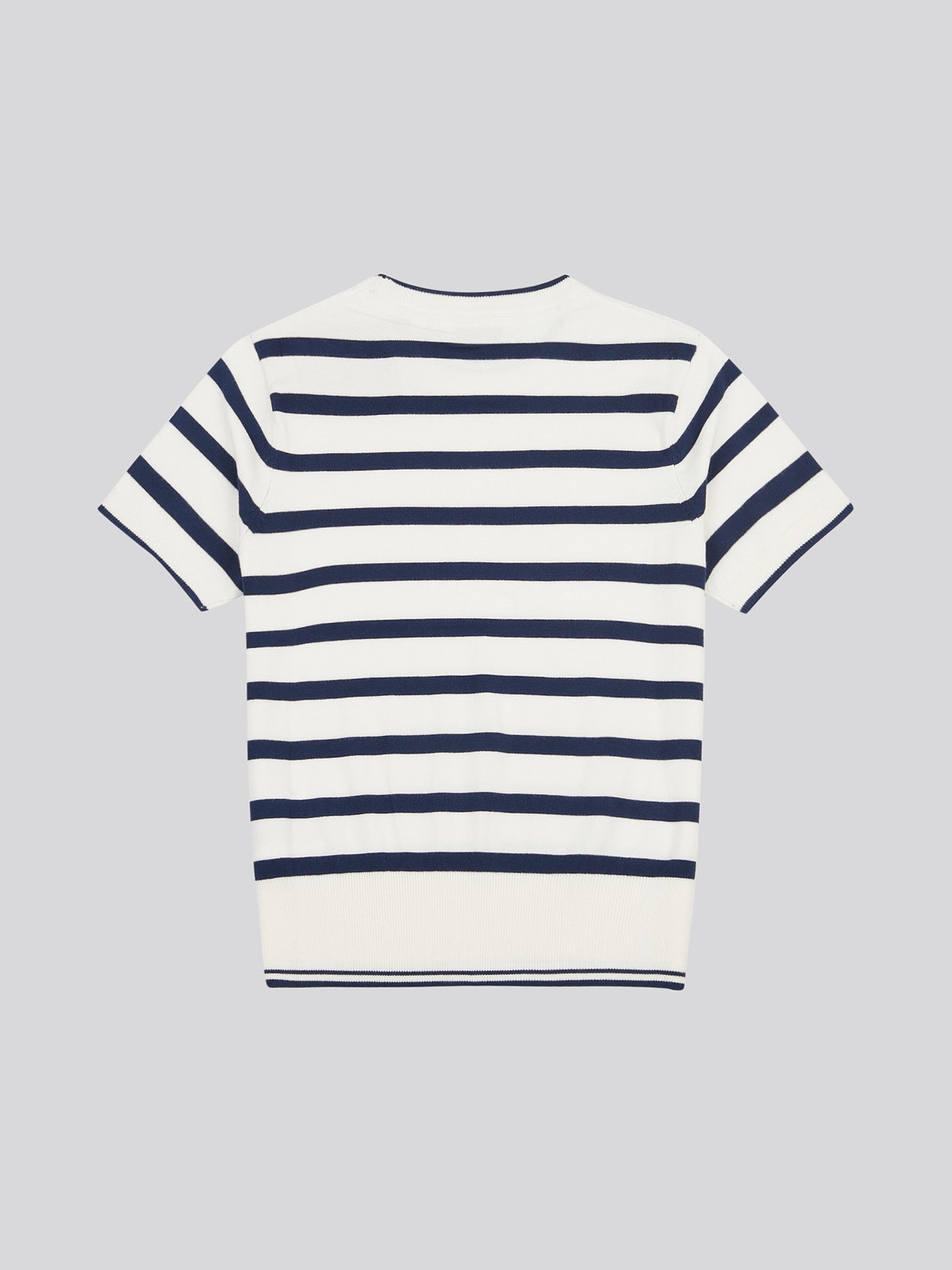 Womens Stripe Crew Neck Short Sleeve Jumper in Marshmallow