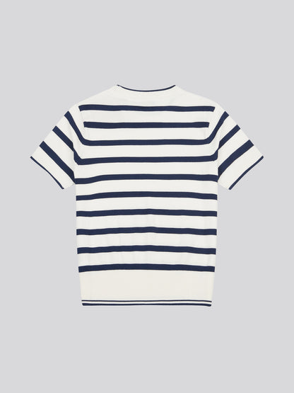 Womens Stripe Crew Neck Short Sleeve Jumper in Marshmallow