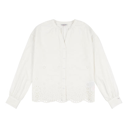 Womens Broderie Anglaise Blouse in Bright White