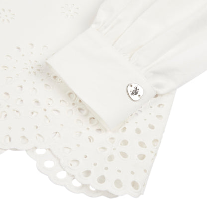 Womens Broderie Anglaise Blouse in Bright White