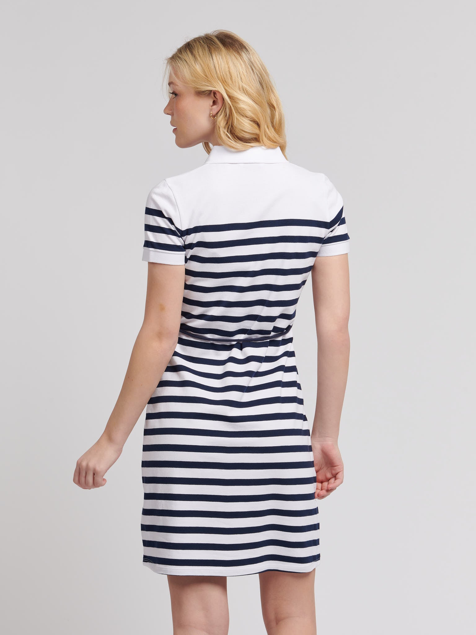 Womens Relaxed Stripe Polo Dress in Navy Iris