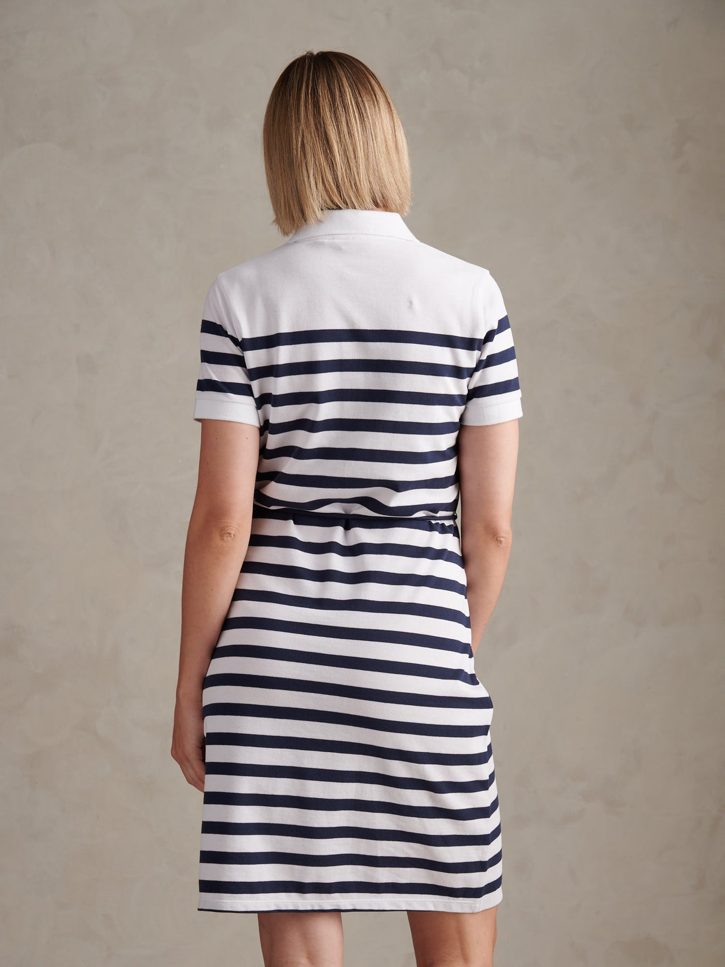 Womens Stripe Relaxed Polo Dress Navy Iris