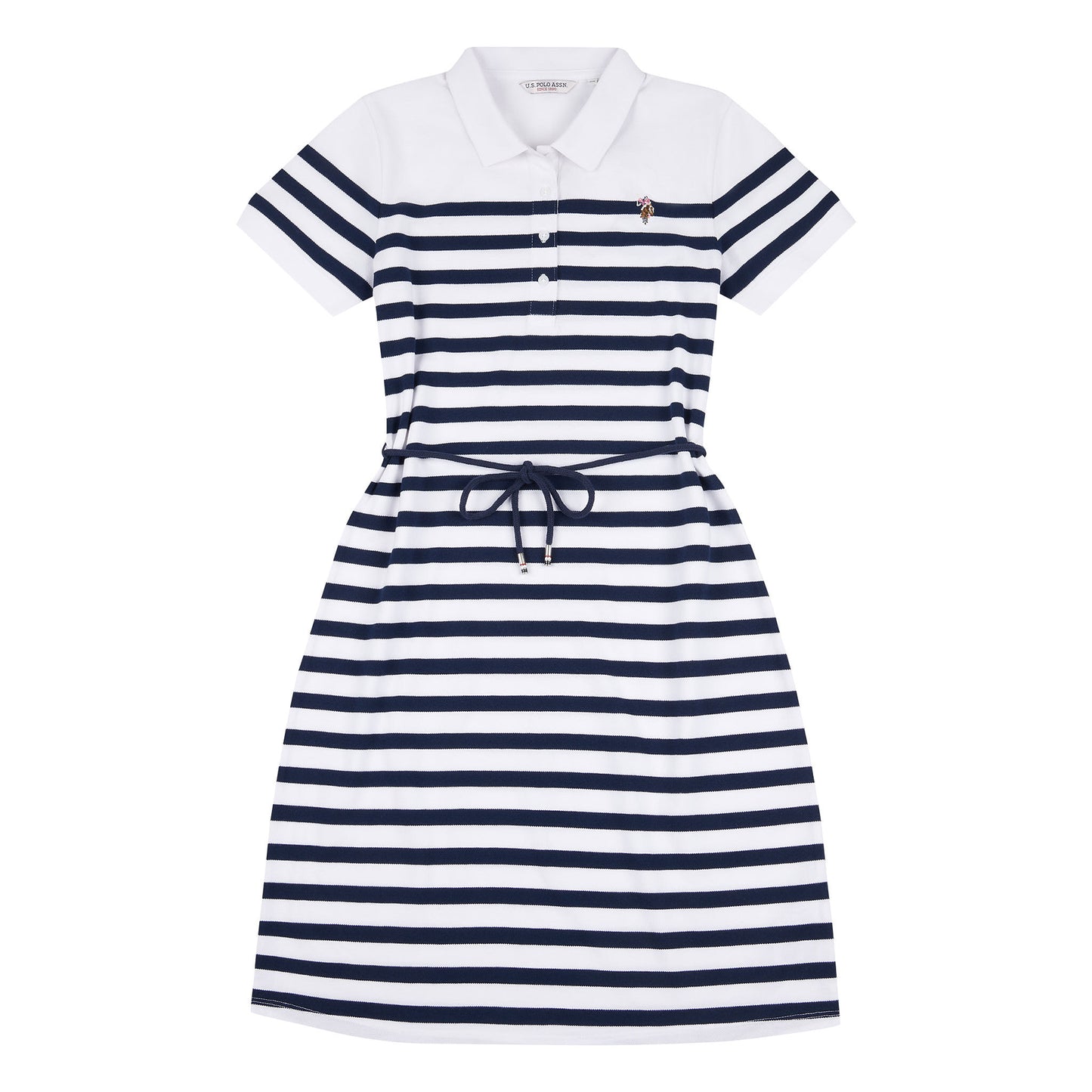 Womens Relaxed Stripe Polo Dress in Navy Iris