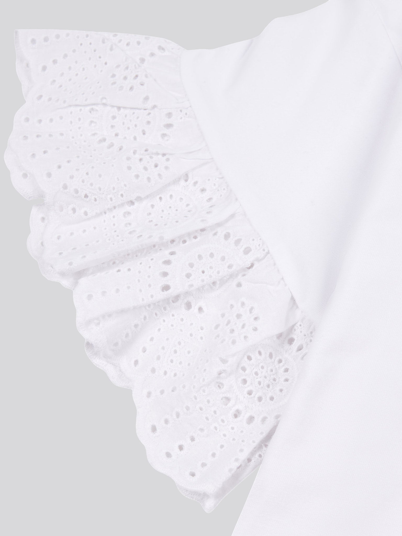 Womens Broderie Anglaise T-Shirt in Bright White