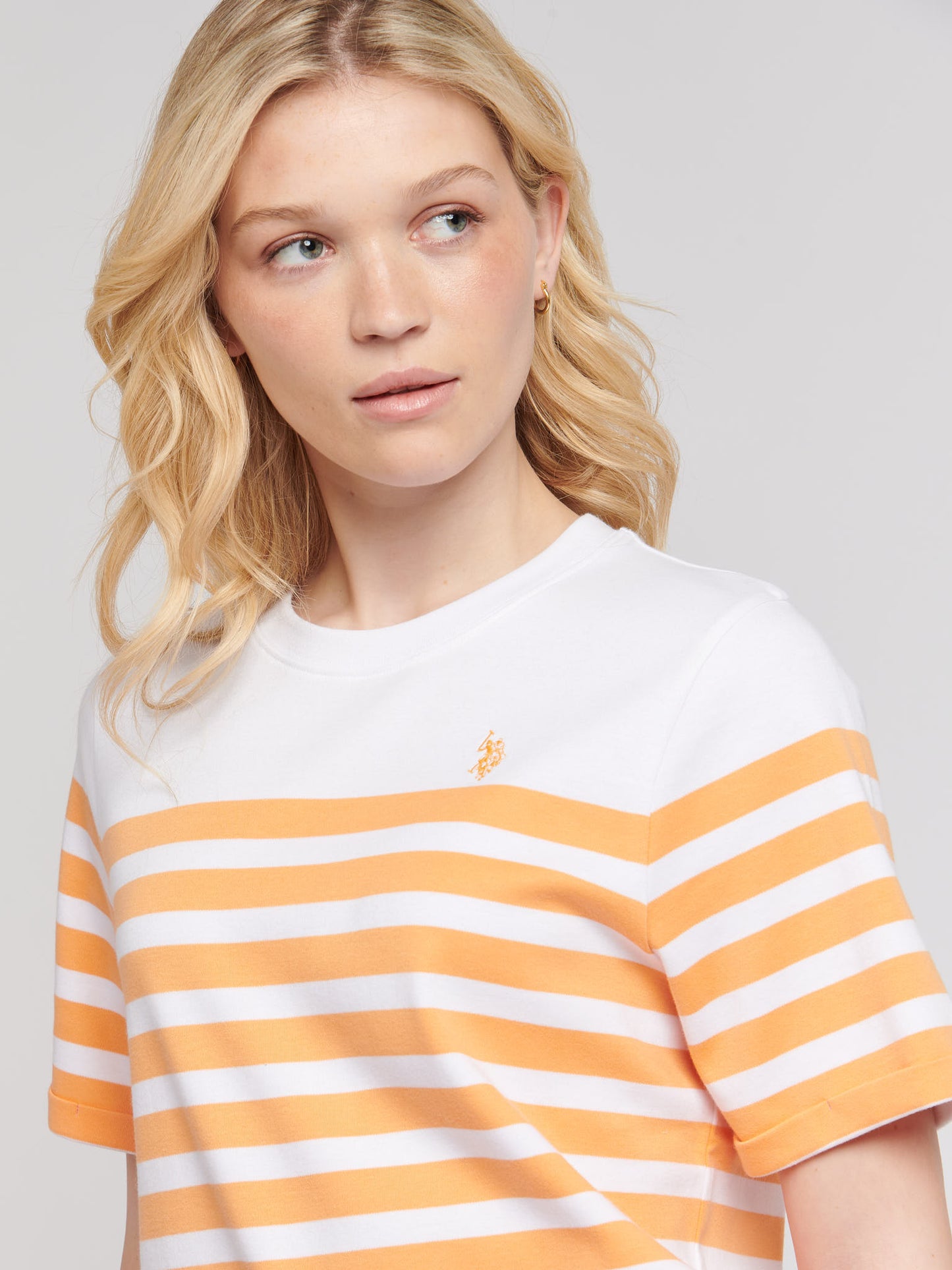 Womens Regular Fit Stripe T-Shirt in Mock Orange