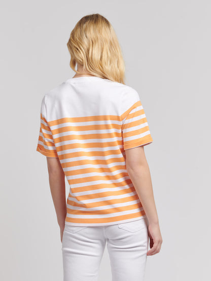 Womens Regular Fit Stripe T-Shirt in Mock Orange