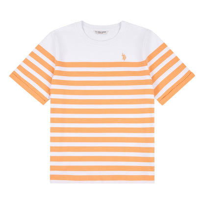 Womens Regular Fit Stripe T-Shirt in Mock Orange