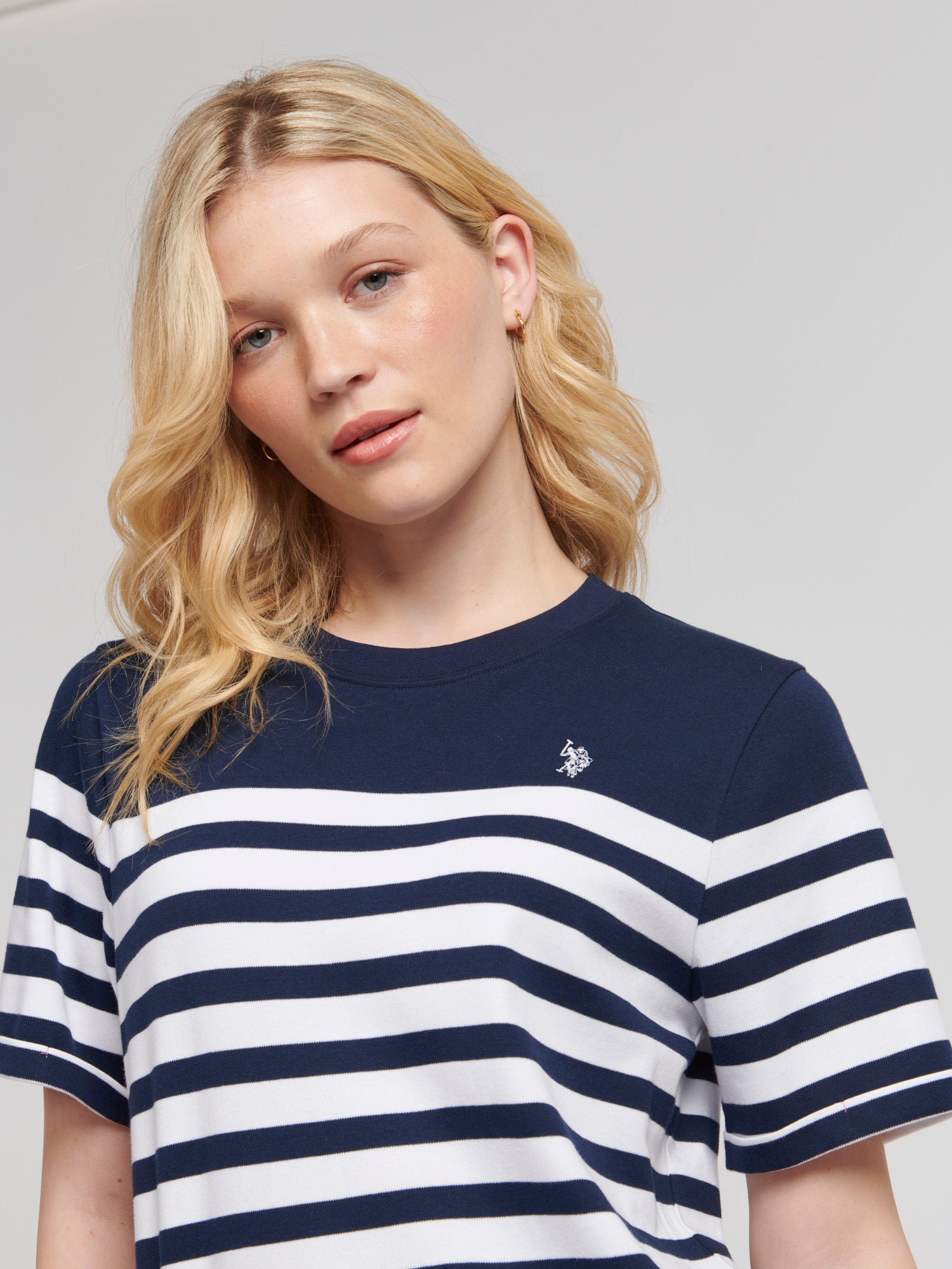 Womens Regular Fit Stripe T-Shirt in Navy Iris