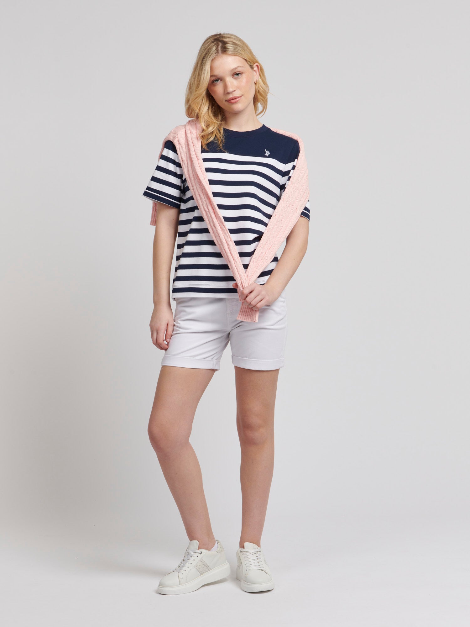 Womens Regular Fit Stripe T-Shirt in Navy Iris