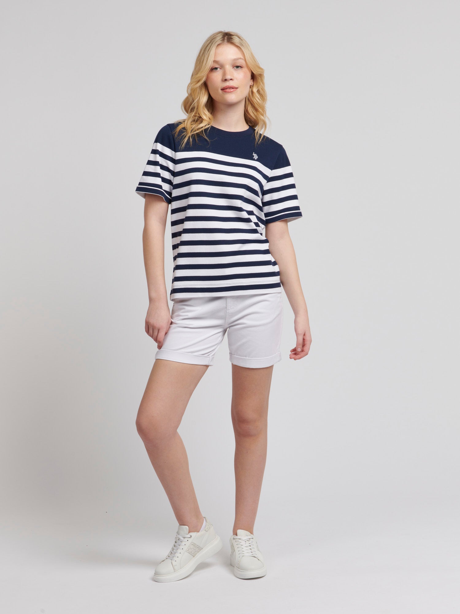 Womens Regular Fit Stripe T-Shirt in Navy Iris