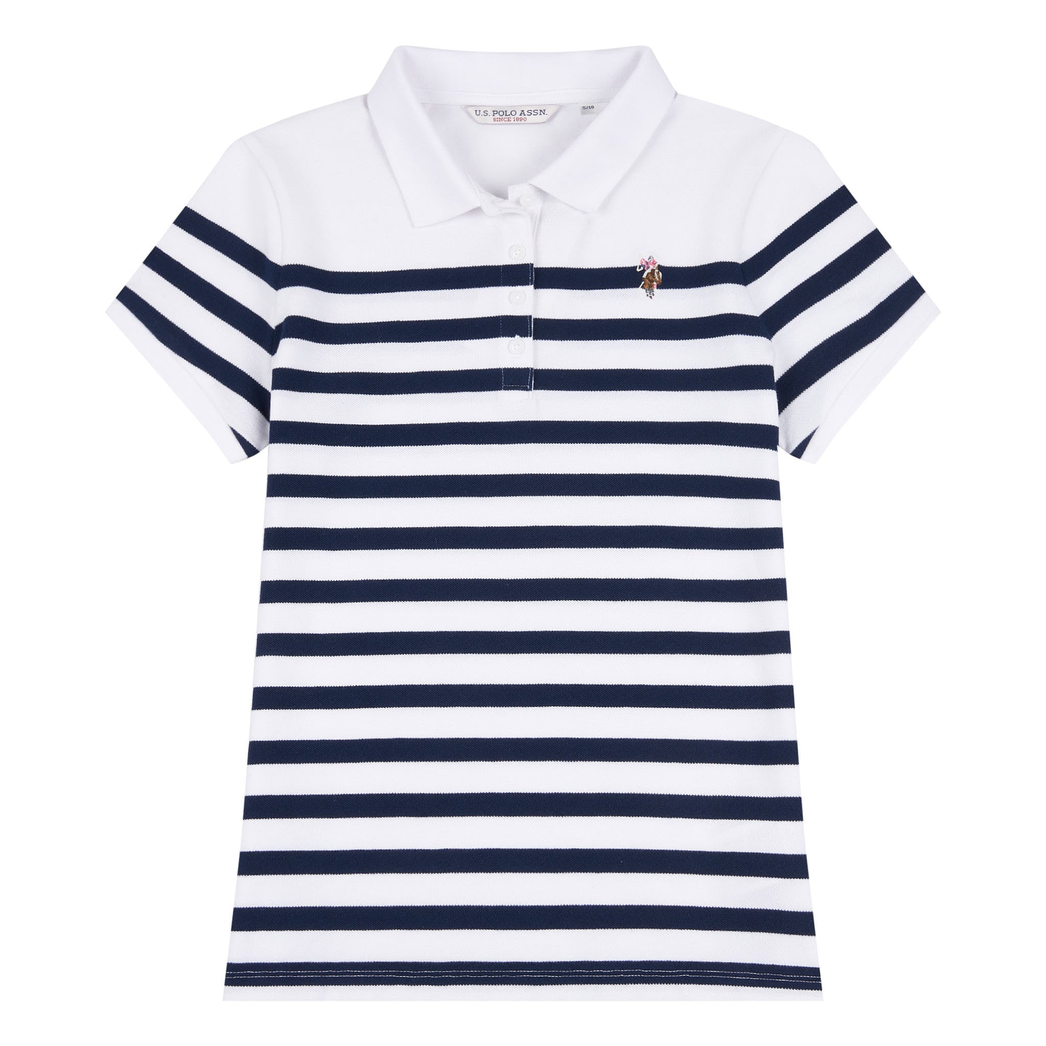 Womens Regular Fit Engineered Stripe Polo Shirt in Navy Iris