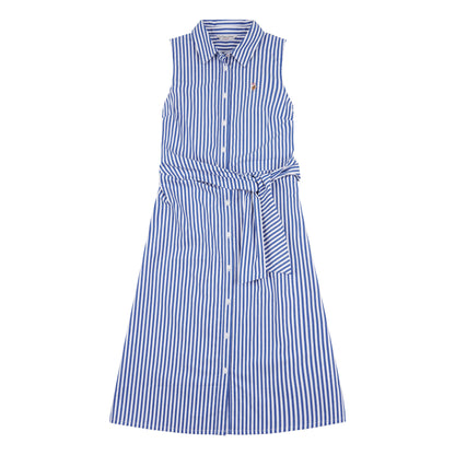 Womens Stripe Tie Waist Shirt Dress in Regatta Blue