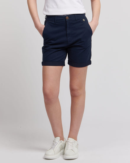 Womens Turn Up Chino Short in Navy Iris