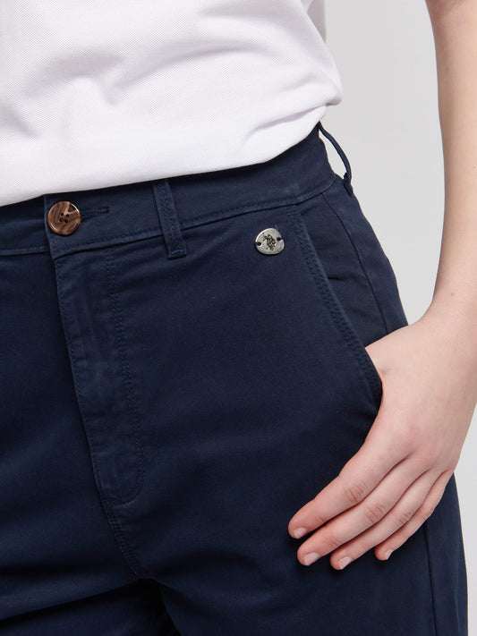 Womens Turn Up Chino Short in Navy Iris
