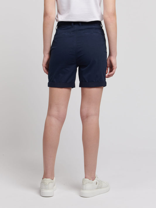 Womens Turn Up Chino Short in Navy Iris