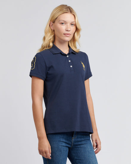 Womens Gold Player 3 Polo Shirt in Navy Iris