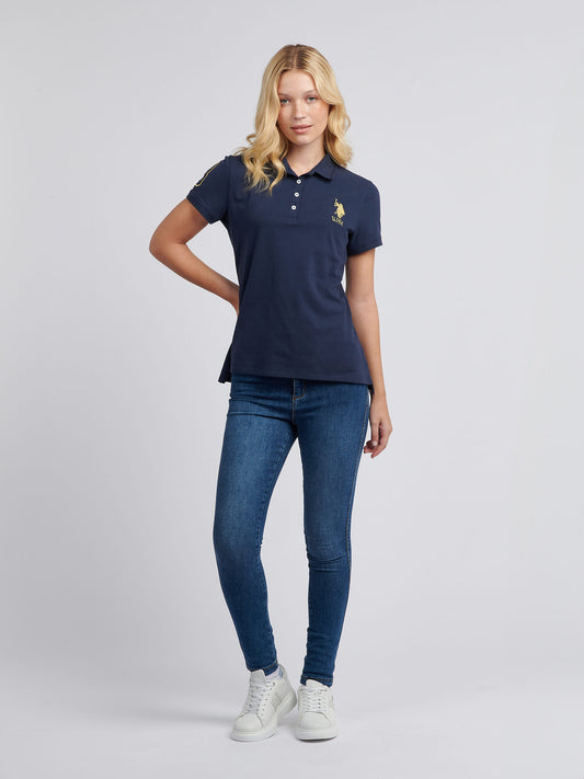 Womens Gold Player 3 Polo Shirt in Navy Iris