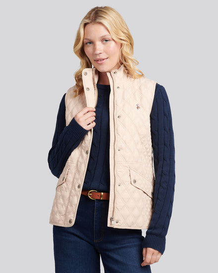 Womens Hacking Quilted Gilet in Smoke Gray